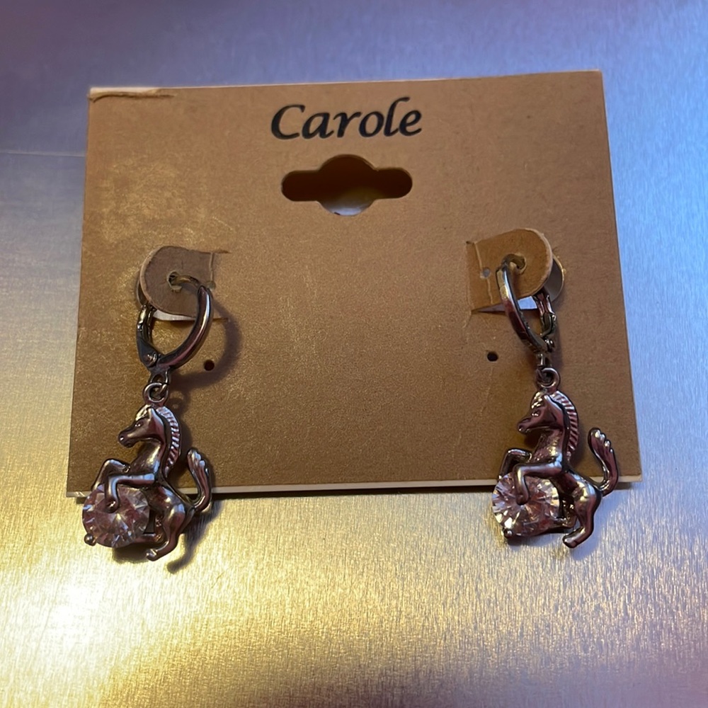 Silver horse earrings